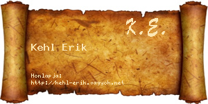 Kehl Erik névjegykártya